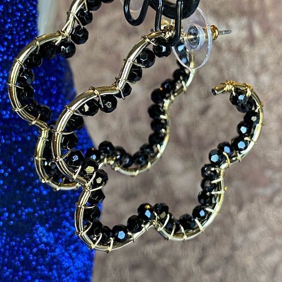 NWT FLORAL EVERY DAY EMBER EARRINGS BLACK BEADS GOLD ACCENT METAL FUNKY - Picture 13 of 14